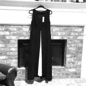 Black Formal dress w/slit front/silkie white pants